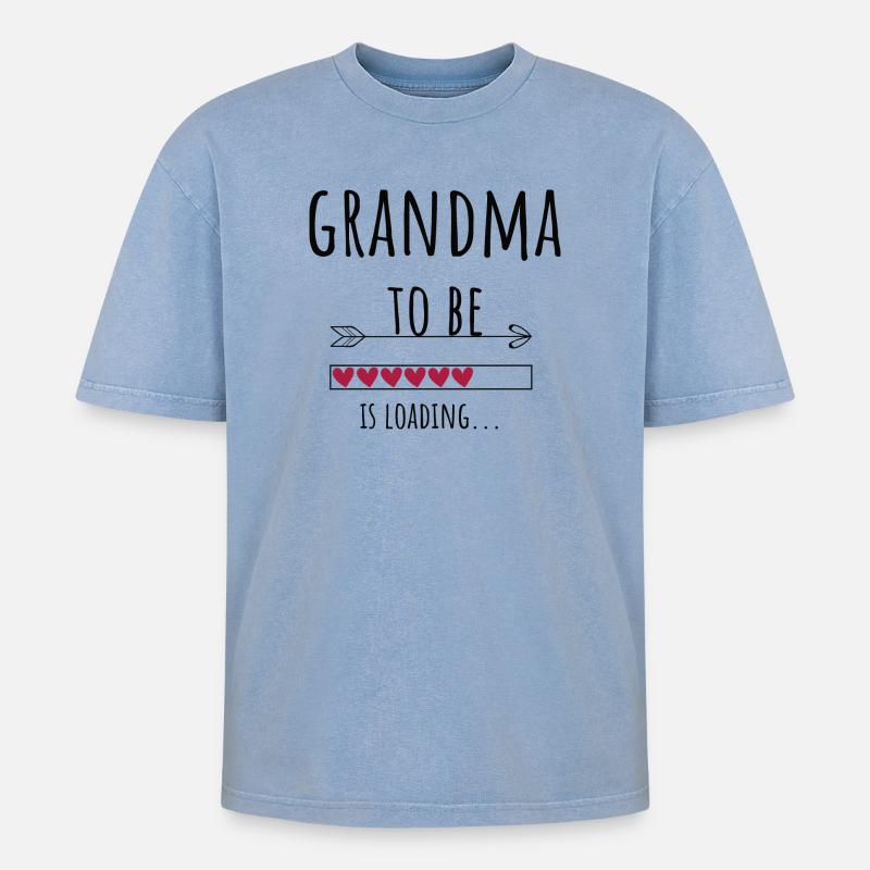 Oma Großmutter Ankündigung Schwanger Geschenk - Oversized Unisex Premium Acid-Washed T-Shirt - Blau Acid Wash