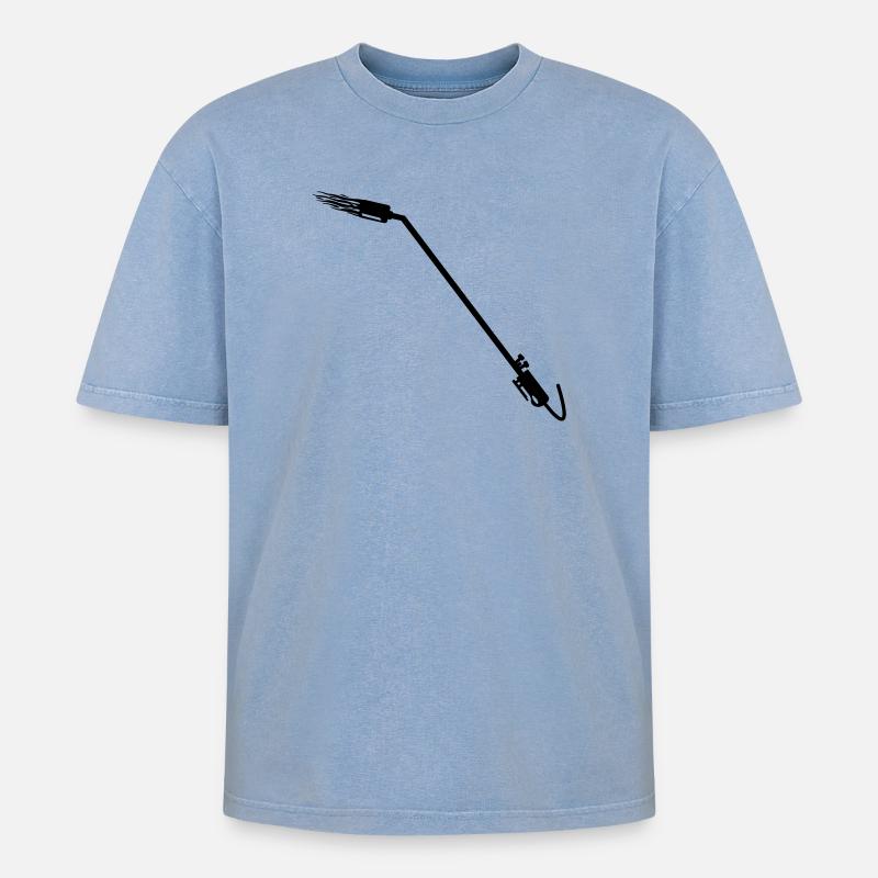 Dachdecker-Gasbrenner - Oversized Unisex Premium Acid-Washed T-Shirt - Blau Acid Wash