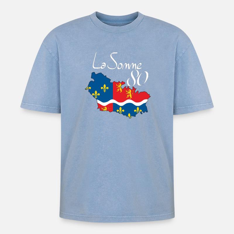 die Summe - Oversized Unisex Premium Acid-Washed T-Shirt - Blau Acid Wash