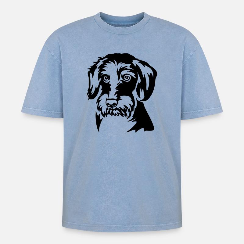 Tête de teckel - T-shirt Premium unisexe oversize acid-washed - bleu délavé acide