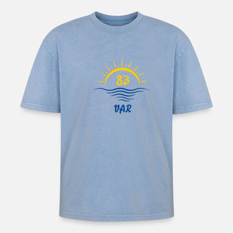 Var - Oversized Unisex Premium Acid-Washed T-Shirt - Blau Acid Wash