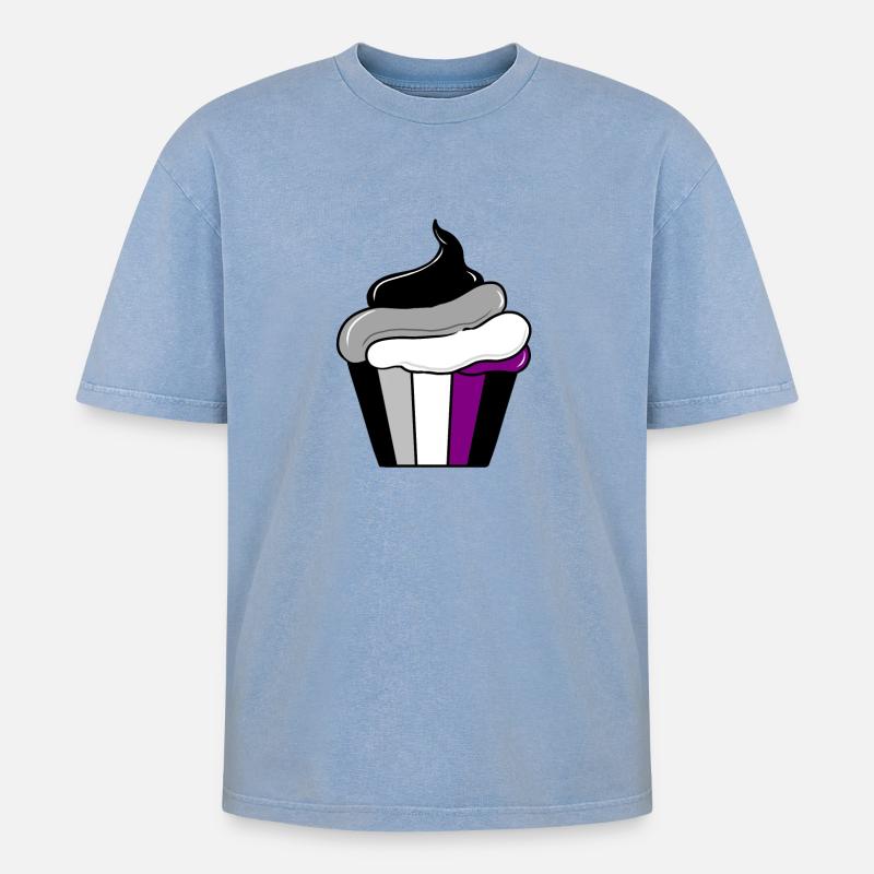Ace Pride Cupcake - Oversized Unisex Premium Acid-Washed T-Shirt - Blau Acid Wash