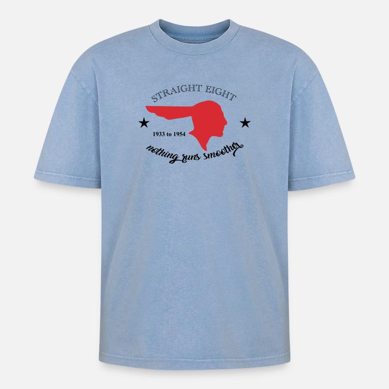 Straight Eight - Oversized Unisex Premium Acid-Washed T-Shirt - Blau Acid Wash
