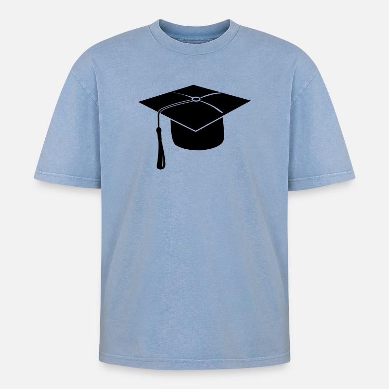 Hauben- oder Hutlogo für die Prüfungspräsentation - Oversized Unisex Premium Acid-Washed T-Shirt - Blau Acid Wash