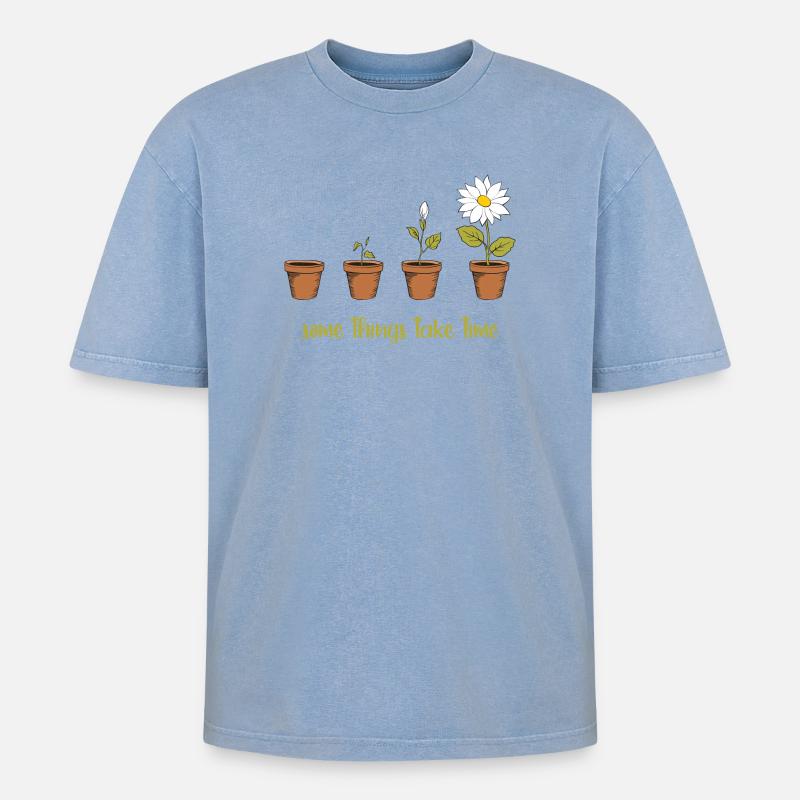 Zeit - Oversized Unisex Premium Acid-Washed T-Shirt - Blau Acid Wash