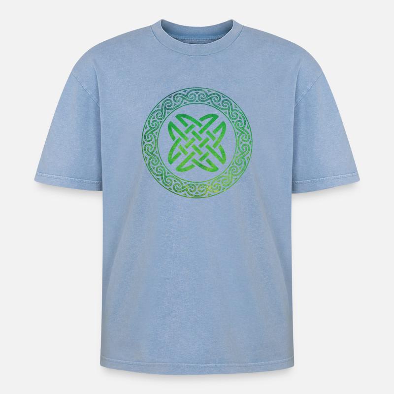 Celtic Knot - Oversized Unisex Premium Acid-Washed T-Shirt - Blau Acid Wash