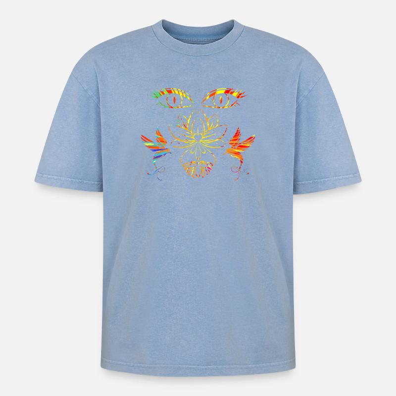 Zen face - Oversized Unisex Premium Acid-Washed T-Shirt - acid washed blue