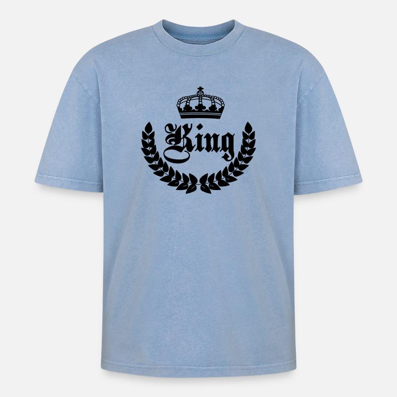 King crown - Oversized Unisex Premium Acid-Washed T-Shirt - acid washed blue