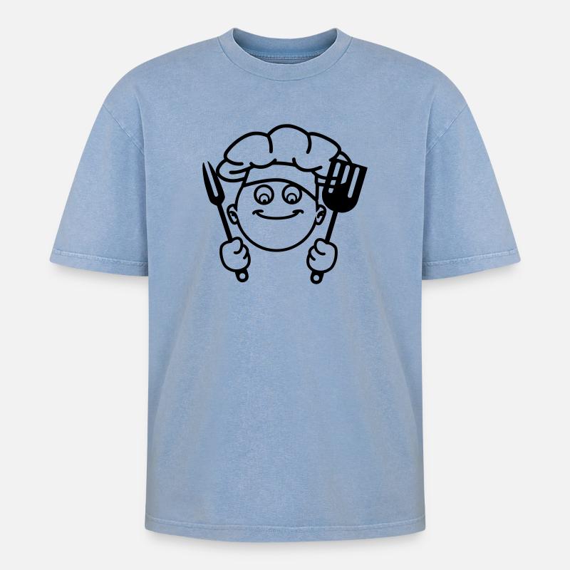 BBQ kochen - Oversized Unisex Premium Acid-Washed T-Shirt - Blau Acid Wash