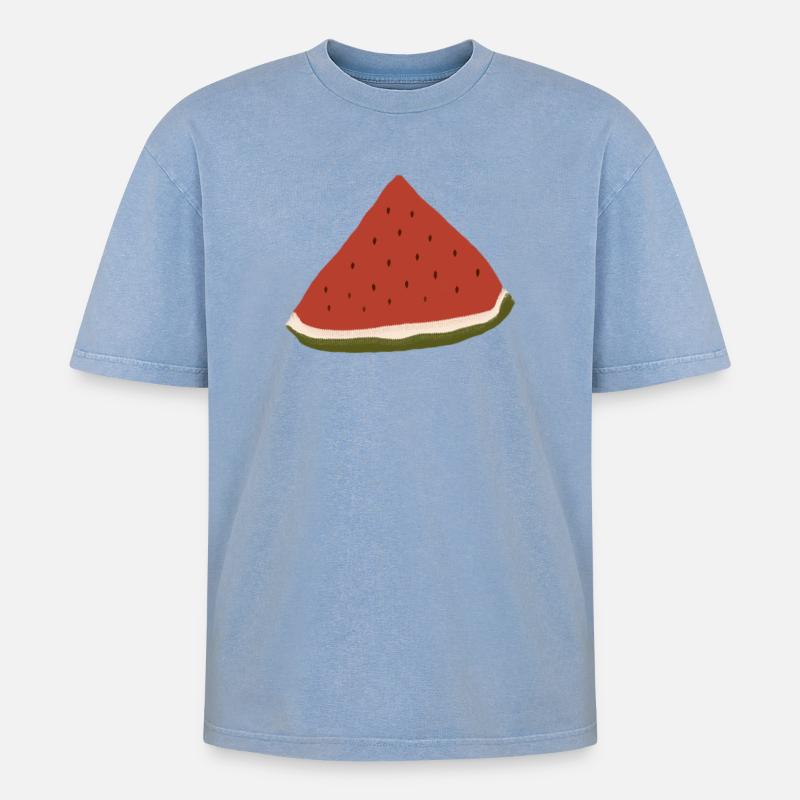 Pastèque, Pastèque, Melon - T-shirt Premium unisexe oversize acid-washed - bleu délavé acide