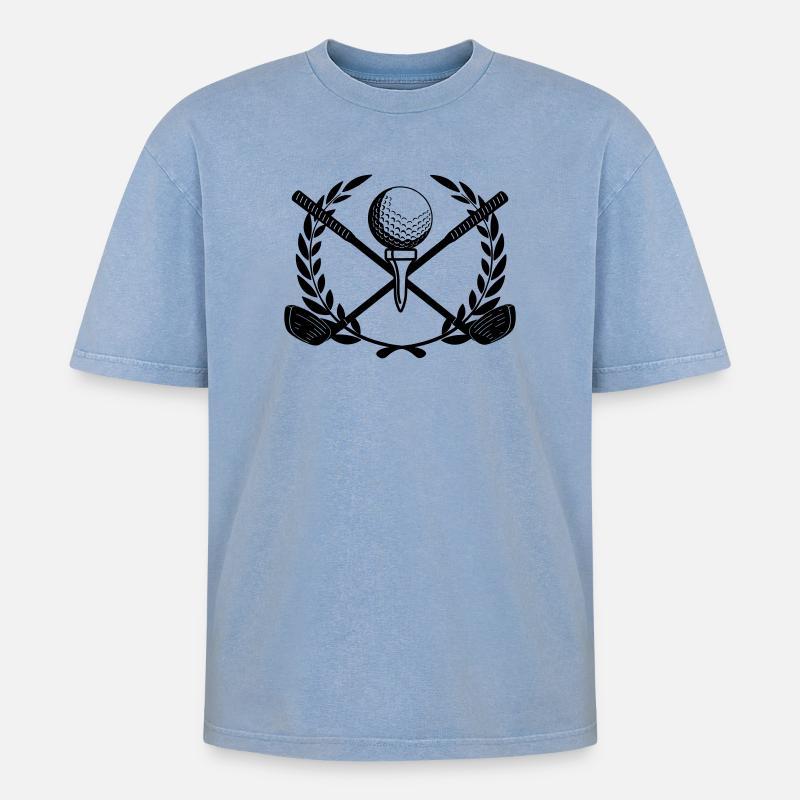 Golfin Lorbeerkranz - Oversized Unisex Premium Acid-Washed T-Shirt - Blau Acid Wash