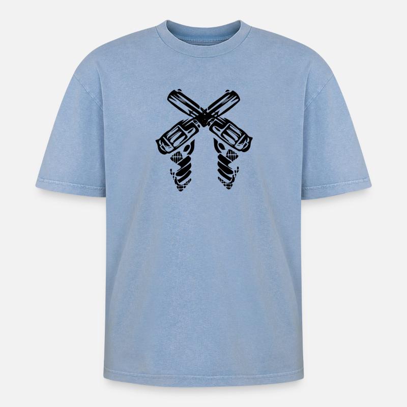 Géométrie abstraite Conception en spirale - T-shirt Premium unisexe oversize acid-washed - bleu délavé acide