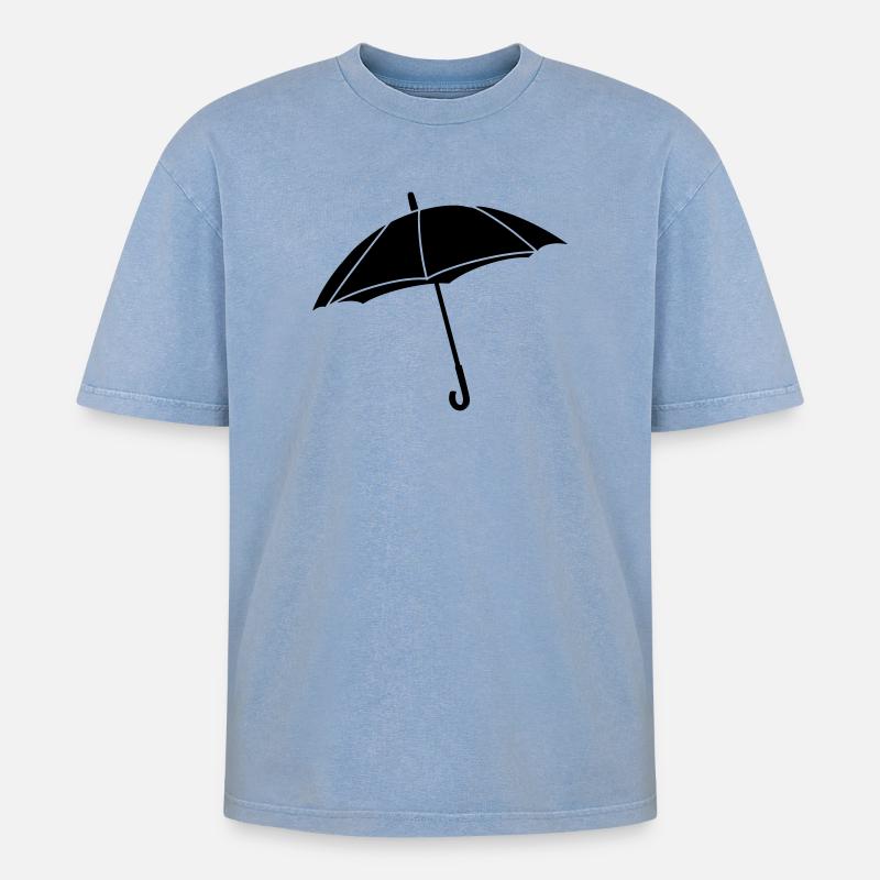 Regenschirm - Oversized Unisex Premium Acid-Washed T-Shirt - Blau Acid Wash