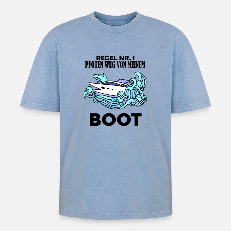 Motorboot Kapitän Boot Boote Seefahrt - Oversized Unisex Premium Acid-Washed T-Shirt - Blau Acid Wash