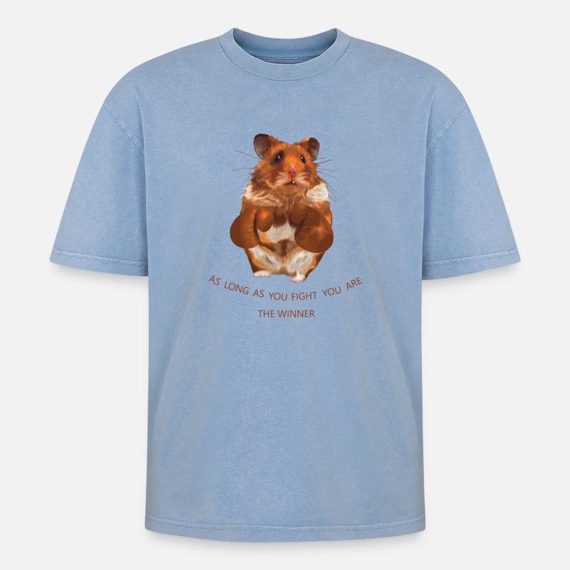 Fighter - Oversized Unisex Premium Acid-Washed T-Shirt - acid washed blue