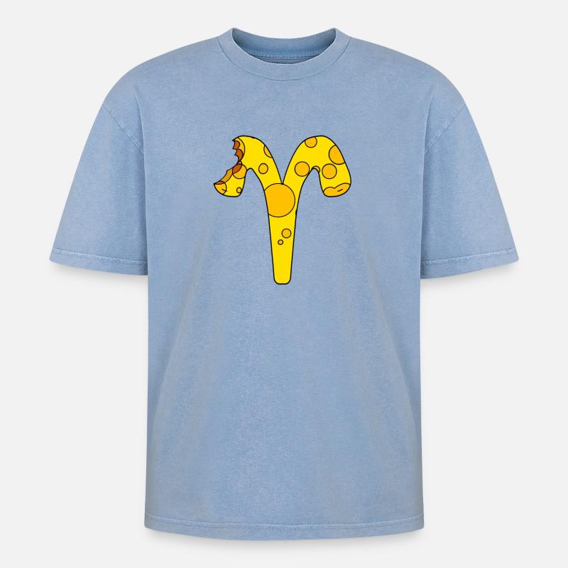Sternzeichen Widder - Oversized Unisex Premium Acid-Washed T-Shirt - Blau Acid Wash