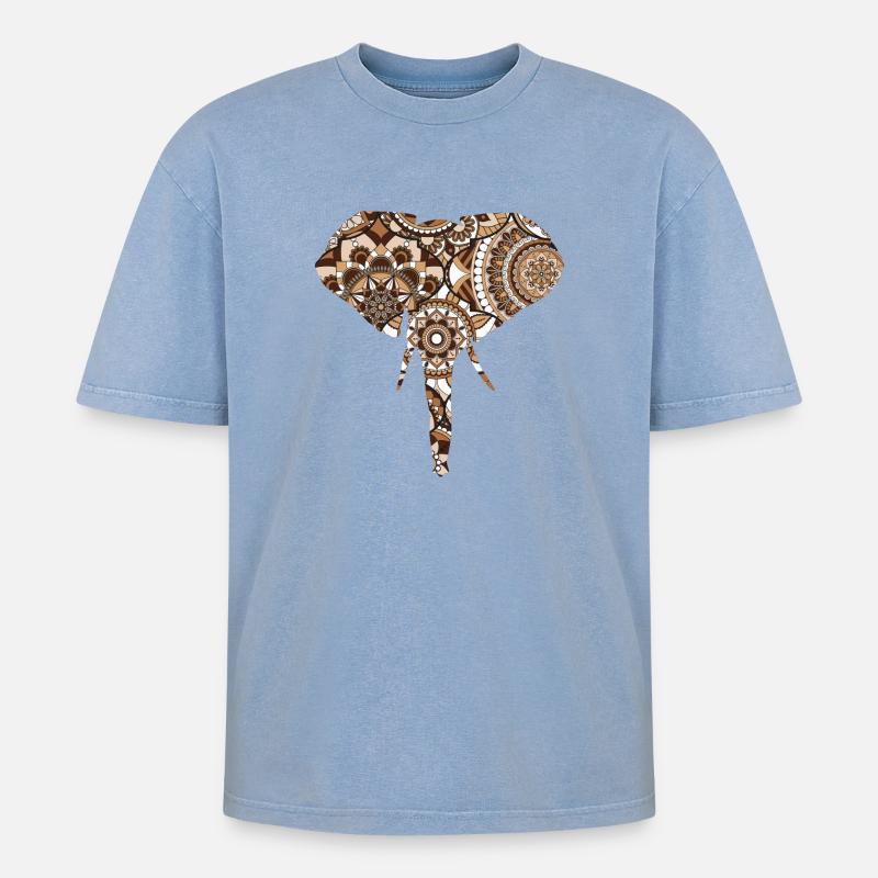 Modèle d’éléphant - T-shirt Premium unisexe oversize acid-washed - bleu délavé acide