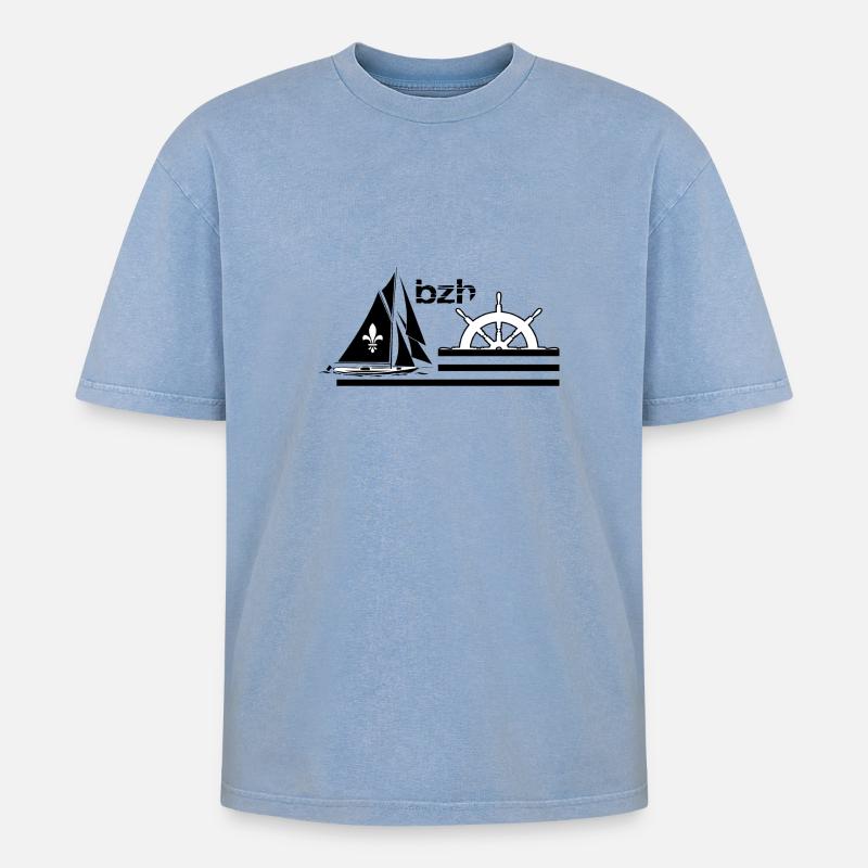 Das BZH - Oversized Unisex Premium Acid-Washed T-Shirt - Blau Acid Wash