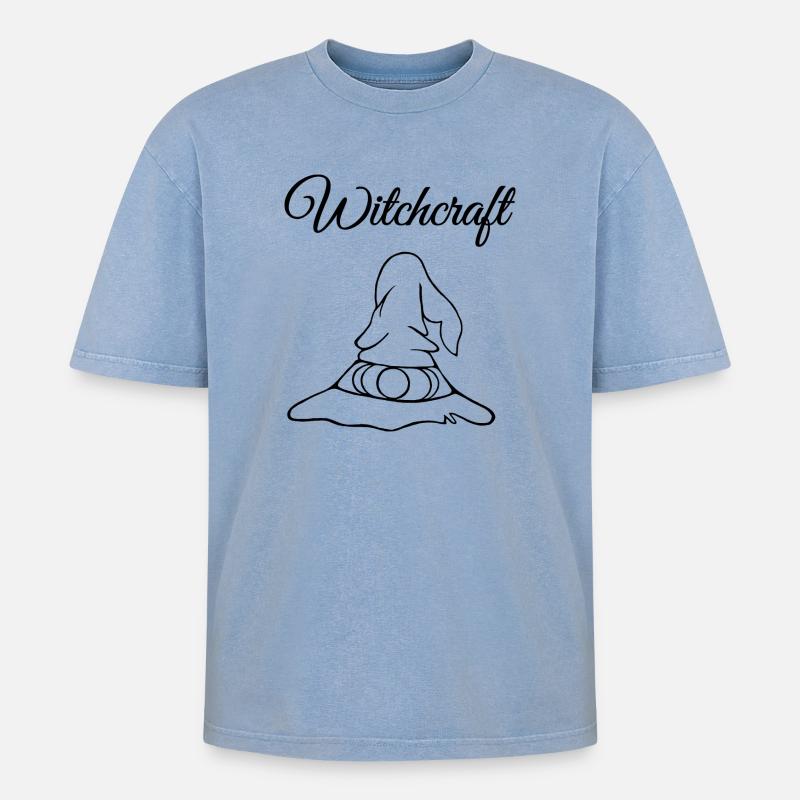 Witchcraft - Oversized Unisex Premium Acid-Washed T-Shirt - Blau Acid Wash