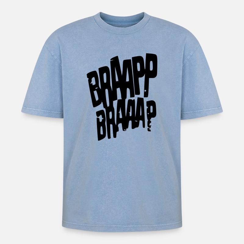 Braaapp - Oversized Unisex Premium Acid-Washed T-Shirt - Blau Acid Wash