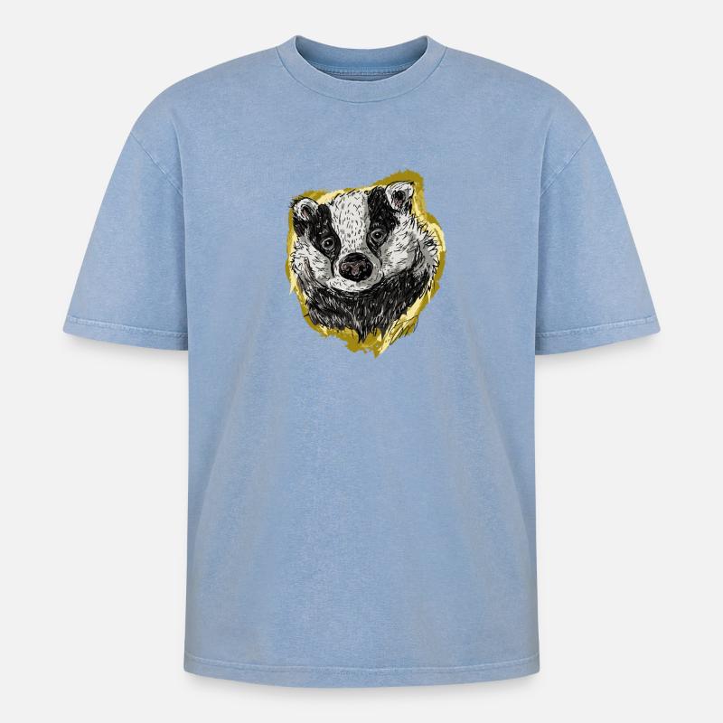 Der Dachs - Oversized Unisex Premium Acid-Washed T-Shirt - Blau Acid Wash