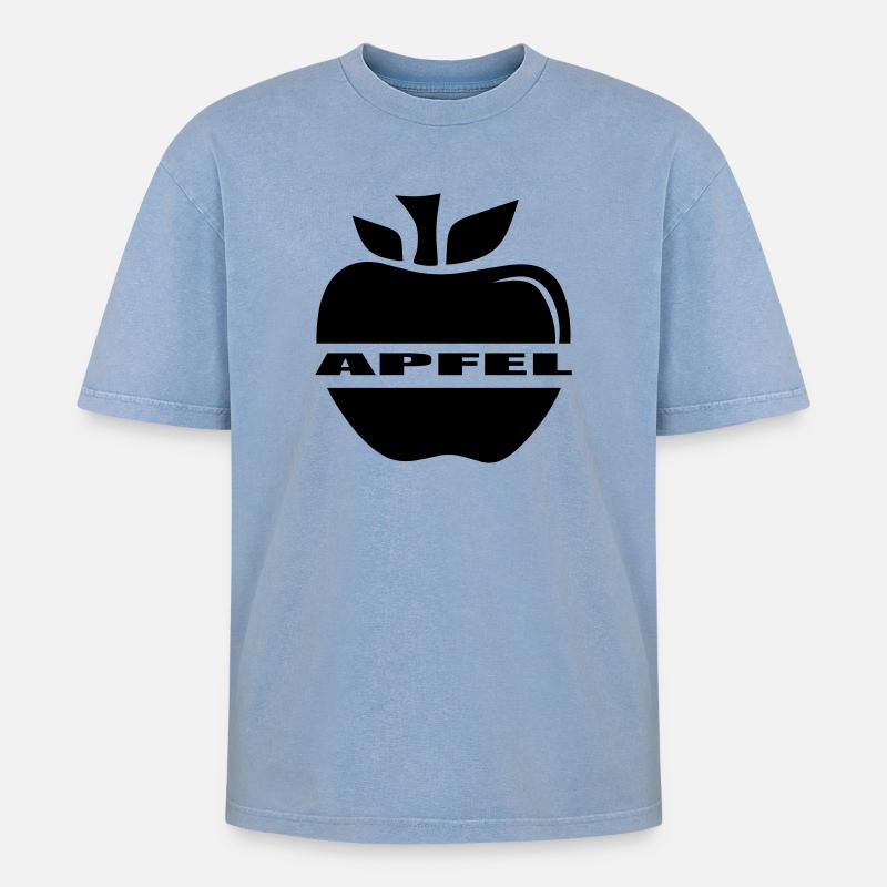Apfel einfach ein Apfel - Oversized Unisex Premium Acid-Washed T-Shirt - Blau Acid Wash
