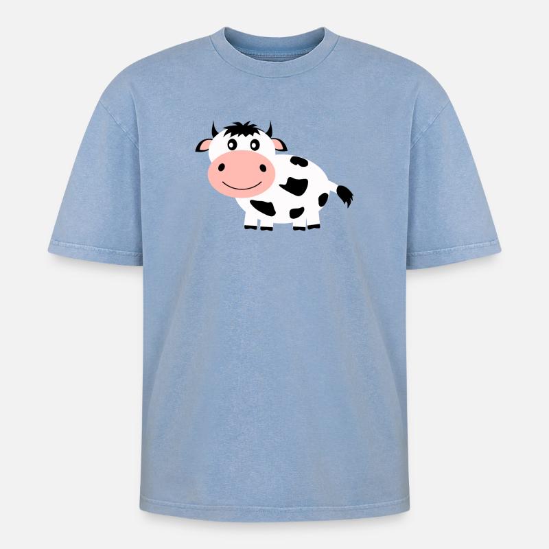 Cow black and white comic - Oversized Unisex Premium Acid-Washed T-Shirt - acid washed blue