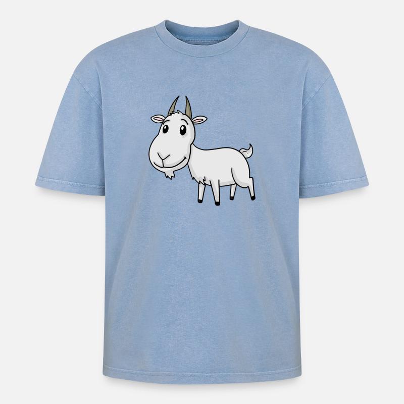 Ziege Niedlich - Oversized Unisex Premium Acid-Washed T-Shirt - Blau Acid Wash