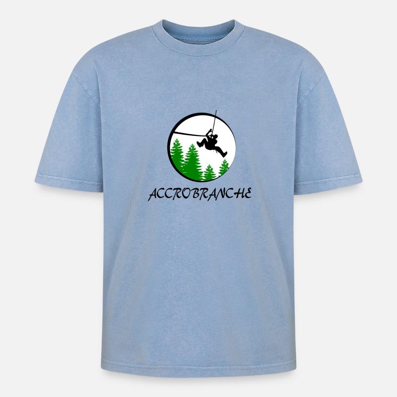 Baumklettern - Oversized Unisex Premium Acid-Washed T-Shirt - Blau Acid Wash