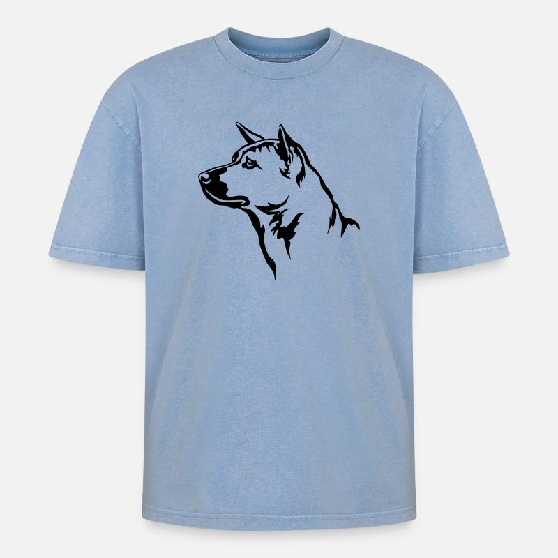 Thai Ridgeback Kopf - Oversized Unisex Premium Acid-Washed T-Shirt - Blau Acid Wash