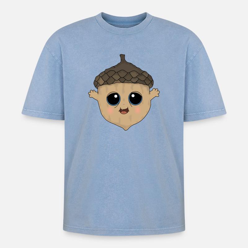 Eichelmännchen - Oversized Unisex Premium Acid-Washed T-Shirt - Blau Acid Wash