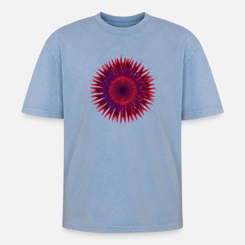 Vector Flower - Oversized Unisex Premium Acid-Washed T-Shirt - acid washed blue