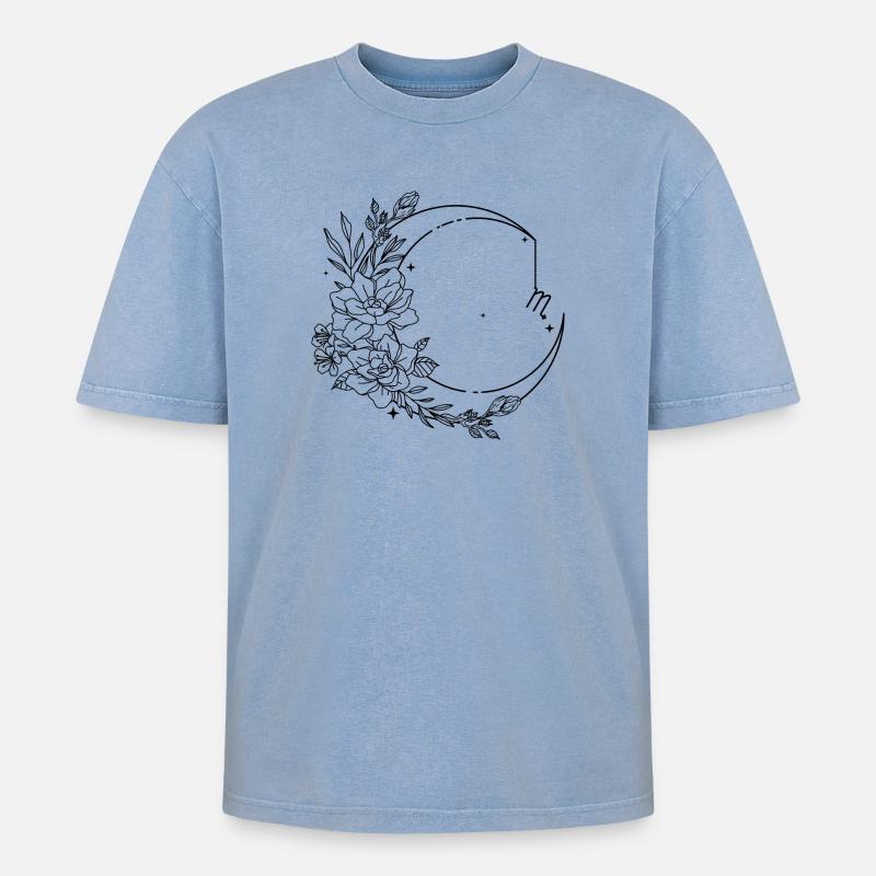 Warten auf Design-Upload - Oversized Unisex Premium Acid-Washed T-Shirt - Blau Acid Wash