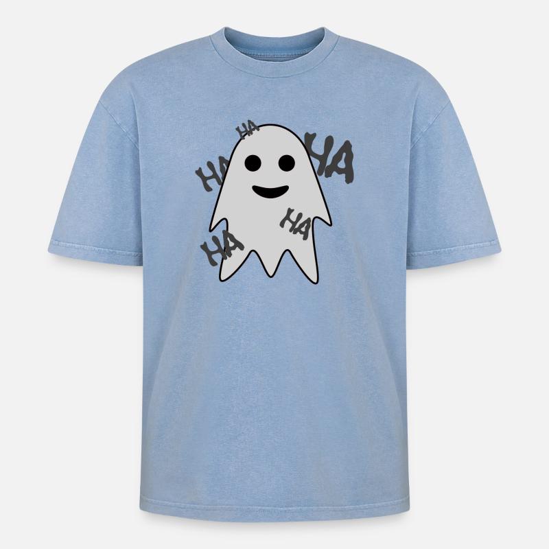 Geist - Oversized Unisex Premium Acid-Washed T-Shirt - Blau Acid Wash