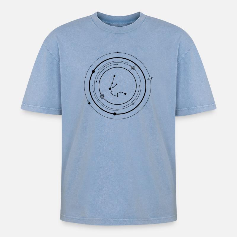 Starburst-Punkt-Sternbild - Oversized Unisex Premium Acid-Washed T-Shirt - Blau Acid Wash