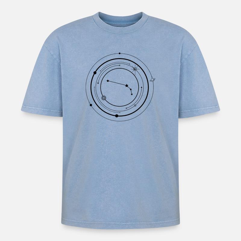 Widder Tierkreis - Oversized Unisex Premium Acid-Washed T-Shirt - Blau Acid Wash