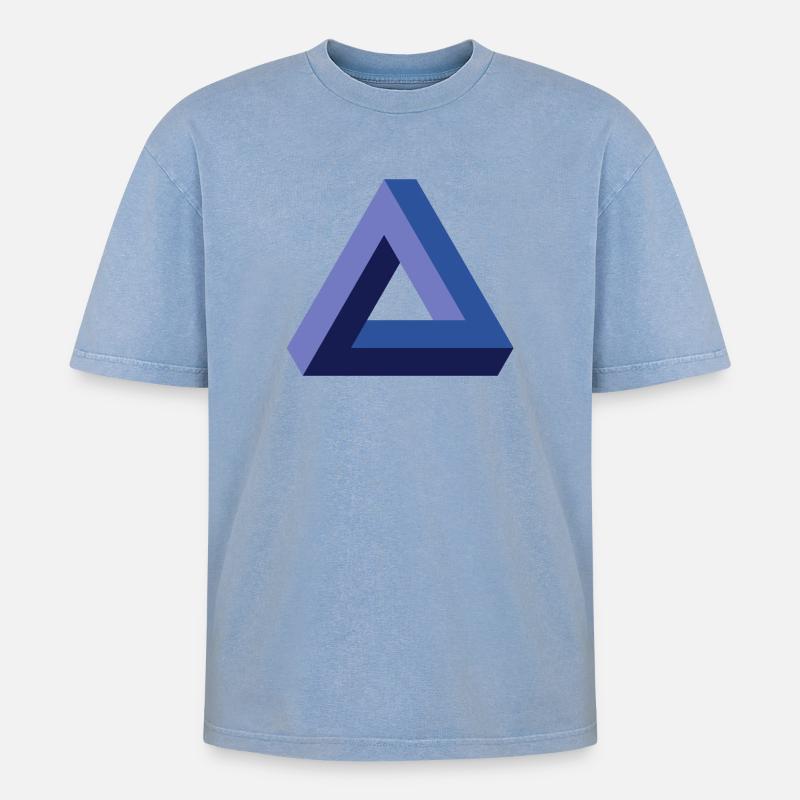 Optical illusion triangle - Oversized Unisex Premium Acid-Washed T-Shirt - acid washed blue