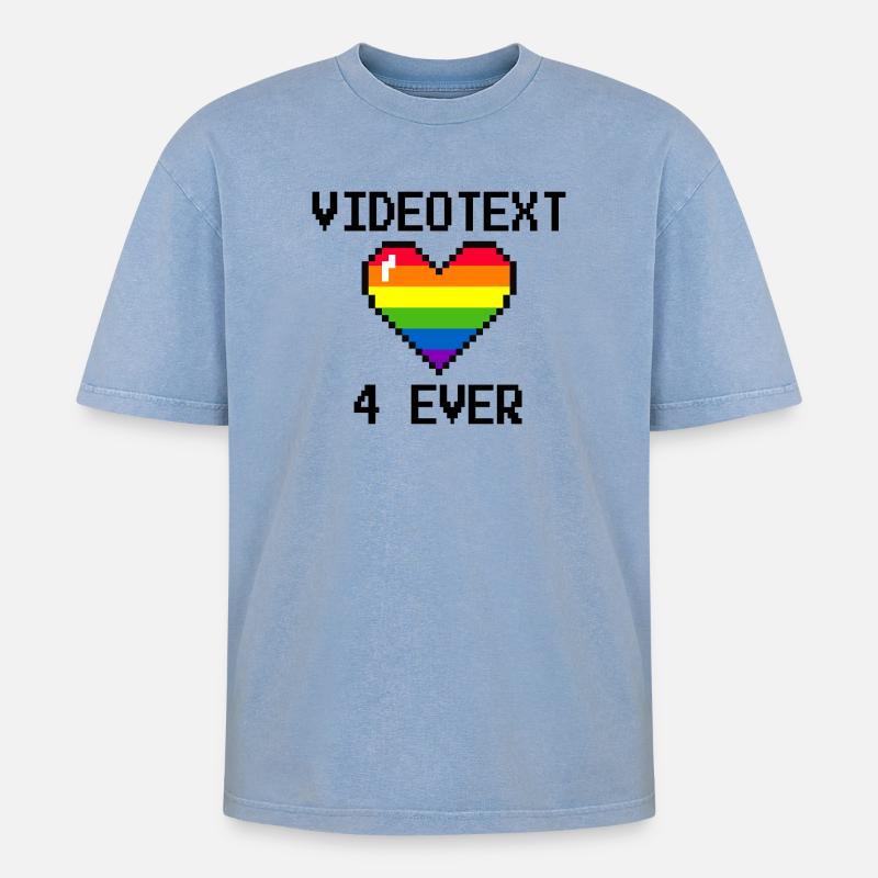 Videotext for ever - Oversized Unisex Premium Acid-Washed T-Shirt - Blau Acid Wash