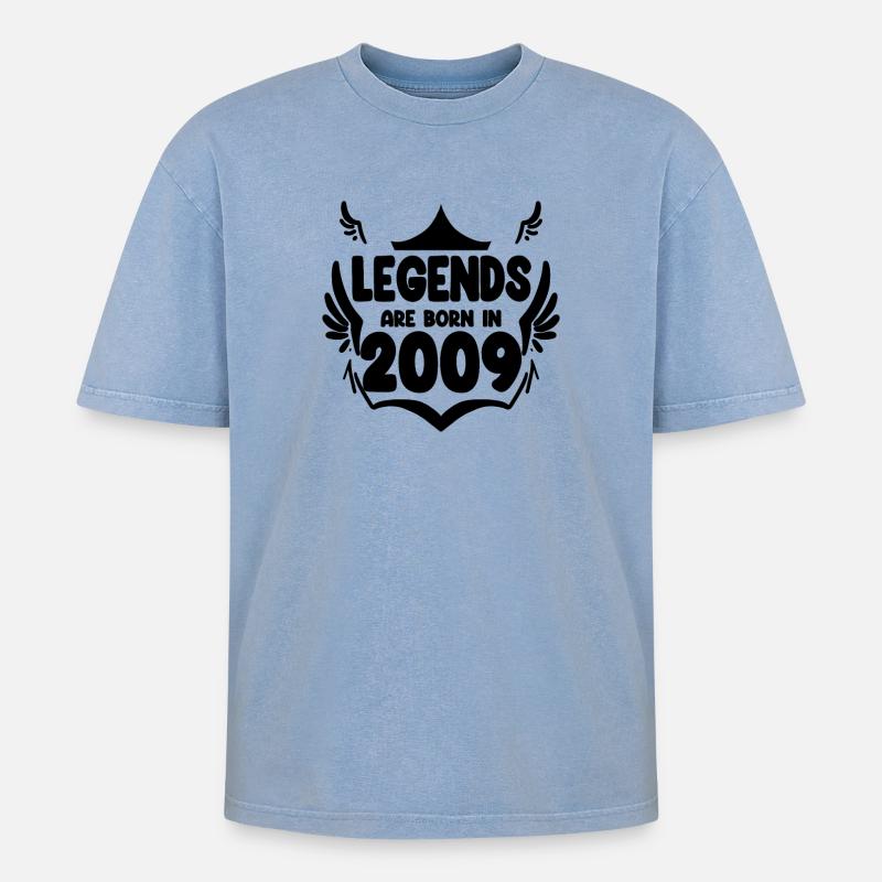 2009 - Oversized Unisex Premium Acid-Washed T-Shirt - acid washed blue