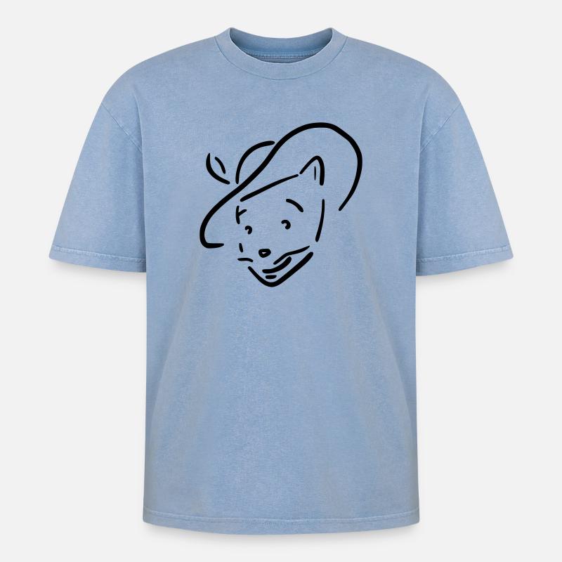 chat botté - T-shirt Premium unisexe oversize acid-washed - bleu délavé acide