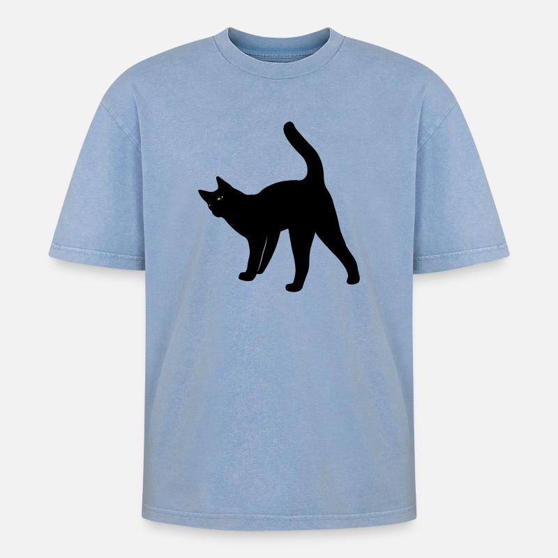 Cat cat - Oversized Unisex Premium Acid-Washed T-Shirt - acid washed blue