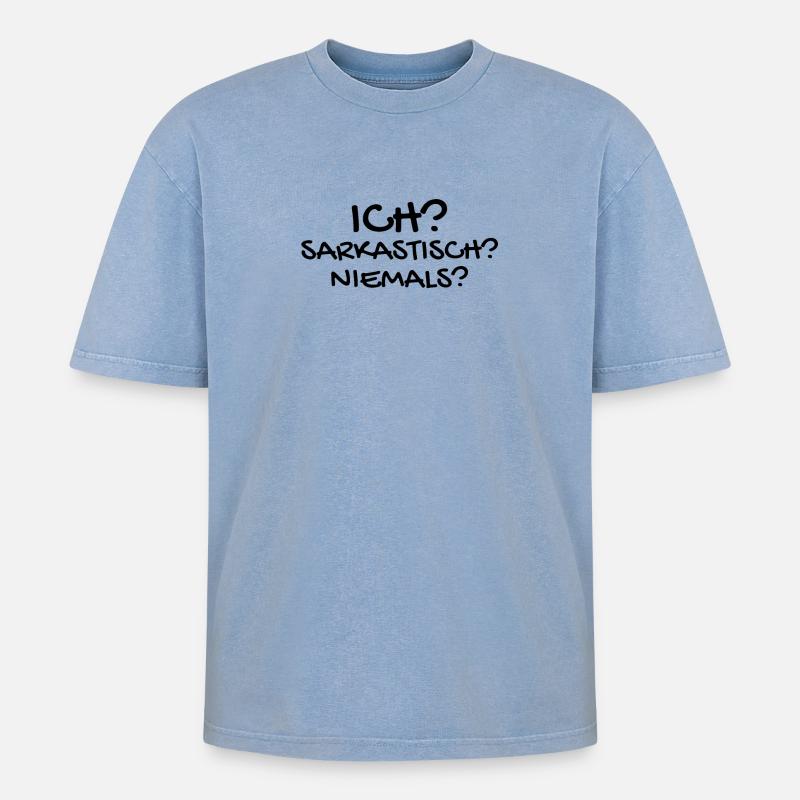 Sarkastisch Sarkasmus - Oversized Unisex Premium Acid-Washed T-Shirt - Blau Acid Wash
