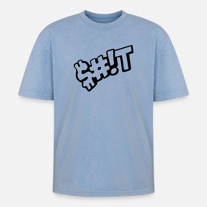 Scheiße - Oversized Unisex Premium Acid-Washed T-Shirt - Blau Acid Wash
