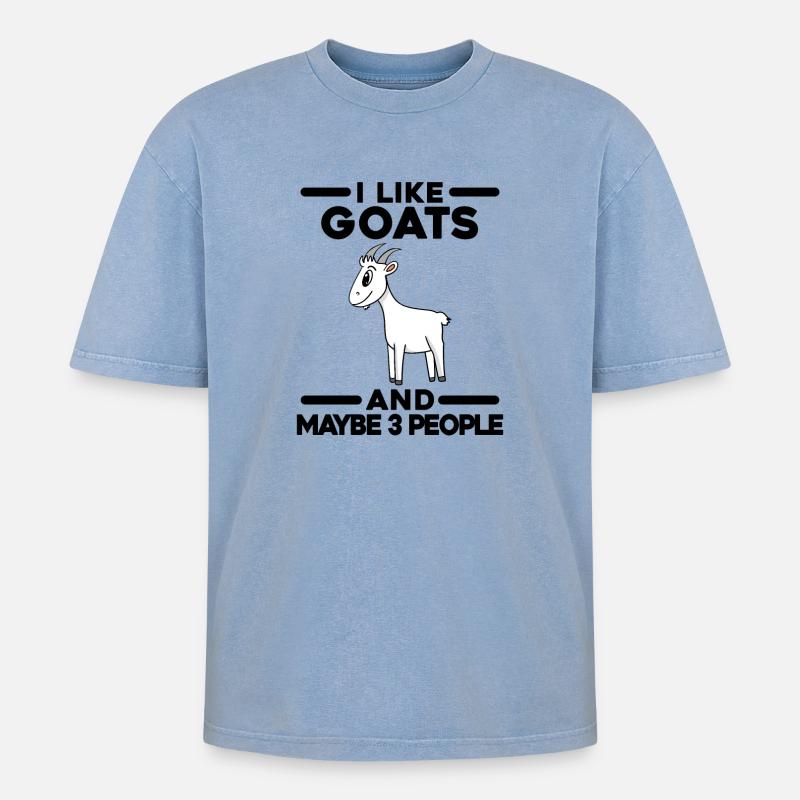 Ziege Ziegenbock Bock - Oversized Unisex Premium Acid-Washed T-Shirt - Blau Acid Wash