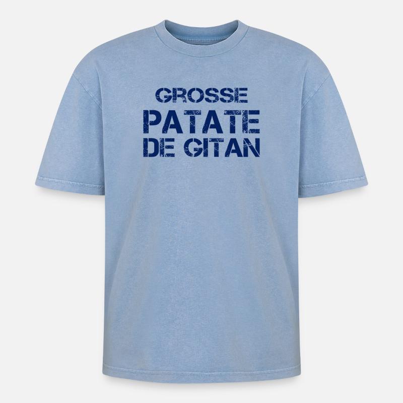 Grosse Patate de Gitan (bleu) - T-shirt Premium unisexe oversize acid-washed - bleu délavé acide