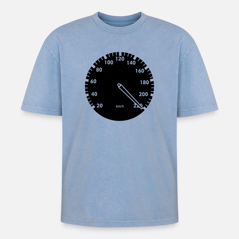 Tacho Auto - Oversized Unisex Premium Acid-Washed T-Shirt - Blau Acid Wash
