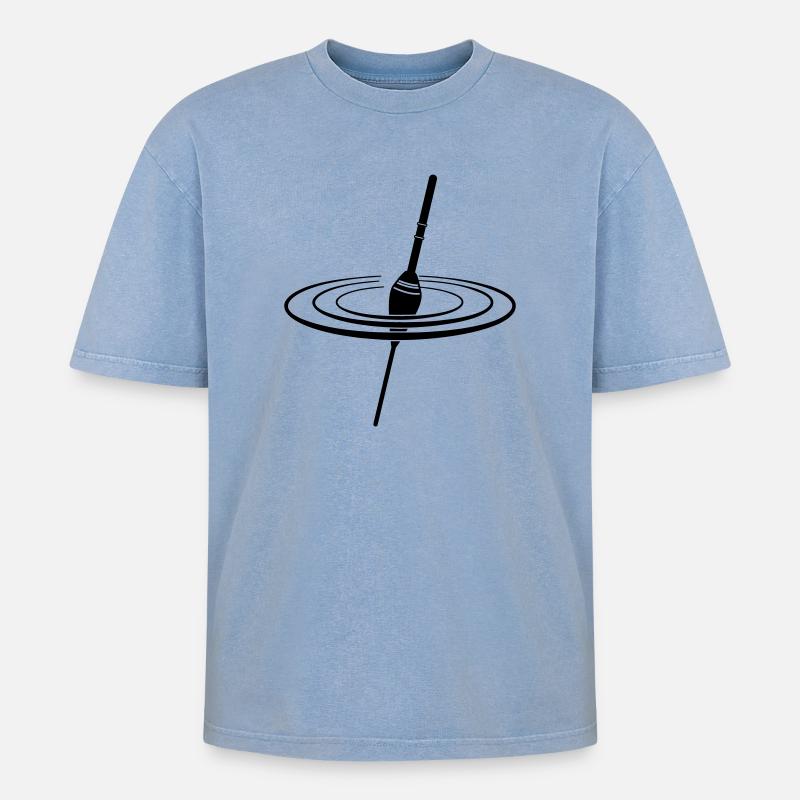 Float Angeln Logo - Oversized Unisex Premium Acid-Washed T-Shirt - Blau Acid Wash