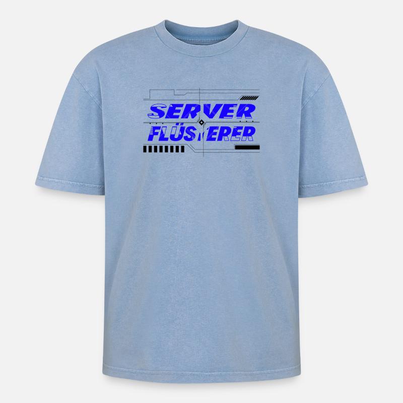 Server Flüsterer - Oversized Unisex Premium Acid-Washed T-Shirt - Blau Acid Wash
