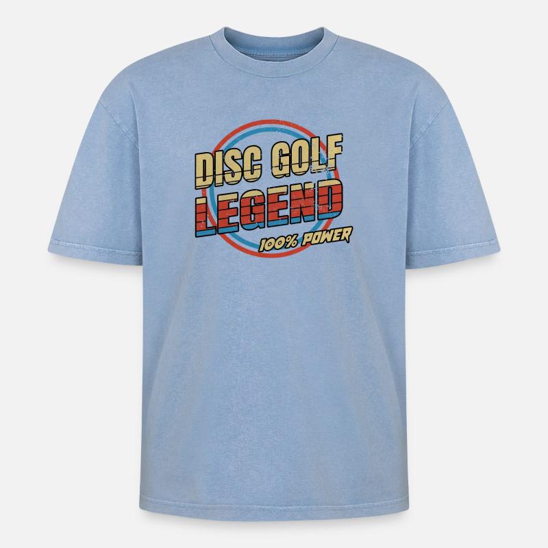 Disco Golf Legenden Design - Oversized Unisex Premium Acid-Washed T-Shirt - Blau Acid Wash