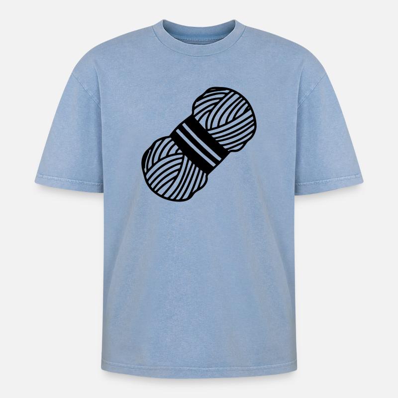 Wolle knoten oder häkeln - Oversized Unisex Premium Acid-Washed T-Shirt - Blau Acid Wash